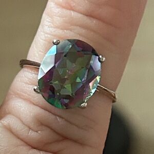 Elegant Mystic Topaz Stone 925 Sterling Silver Ring size 7